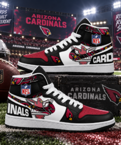 Arizona Cardinals Red Black Football Pride AJ1 High Top Shoes for Football Fans