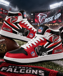 Atlanta Falcons Red Black Football Pride AJ1 High Top Shoes for Football Fans