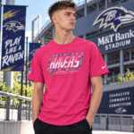 Baltimore Ravens 2026 Crucial Catch Graphic Pink Shirt for Football Fans