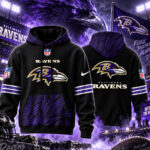 Baltimore Ravens 2026 Noise Rising Falls Black Graphic Hoodie for Football Fans