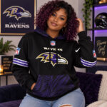 Baltimore Ravens 2026 Noise Rising Falls Black Graphic Hoodie for Football Fans