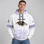 Baltimore Ravens 2026 Noise Rising Falls White Graphic Hoodie for Football Fans