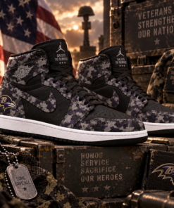 Baltimore Ravens 2026 Salute to Service Black Camo AJ1 High Top Shoes