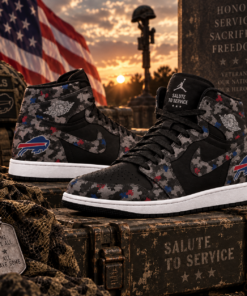 Buffalo Bills 2026 Salute to Service Black Camo AJ1 High Top Shoes