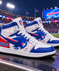 Buffalo Bills Blue Red White Football Pride AJ1 High Top Shoes for Football Fans