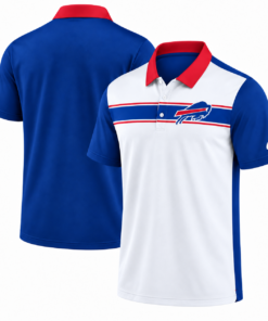 Buffalo Bills Classic Team Stripe White Blue Polo Shirt for Football Fans