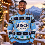 Busch Light Beer Light Blue Christmas 2026 Ugly Sweater
