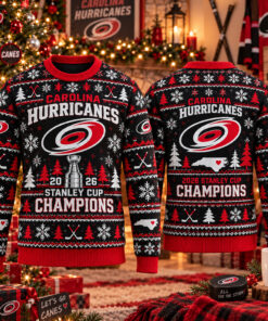 Carolina Hurricanes 2026 Stanley Cup Champions Ugly Christmas Sweater For Hockey Fans