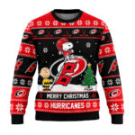 Carolina Hurricanes Snoopy And Charlie Brown Hockey Christmas 2026 Ugly Sweater
