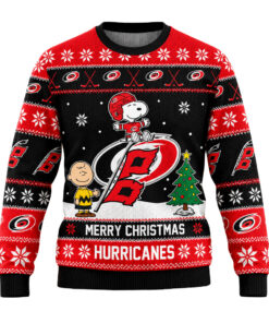 Carolina Hurricanes Snoopy And Charlie Brown Hockey Christmas 2026 Ugly Sweater