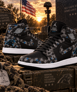 Carolina Panthers 2026 Salute to Service Black Camo AJ1 High Top Shoes