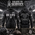 Chicago Bears Salute To Service 2026 Black Camo Graphic Hoodie for Football Fans