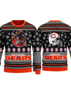 Chicago Bears Winter Wonderland Mascot Helmet Ugly Sweater 2026