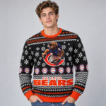 Chicago Bears Winter Wonderland Mascot Helmet Ugly Sweater 2026