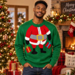 Christmas 2026 Funny Santa Green Ugly Sweater