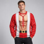 Christmas Santa Claus Muscle Body Ugly Christmas Sweater 2026 for Christmas Fans