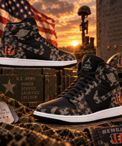 Cincinnati Bengals 2026 Salute to Service Black Camo AJ1 High Top Shoes