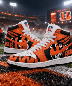 Cincinnati Bengals Orange Black Football Pride AJ1 High Top Shoes for Football Fans