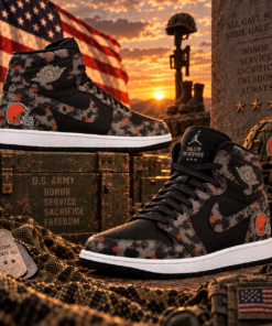 Cleveland Browns 2026 Salute to Service Black Camo AJ1 High Top Shoes