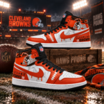 Cleveland Browns Orange White Football Pride AJ1 High Top Shoes for Football Fans