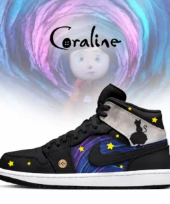 Coraline Black Cat Starry Night Halloween Shoes Sneakers for Movie Fans