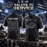 Custom Name And Number Buffalo Bills Salute To Service 2026 Black Football Jersey