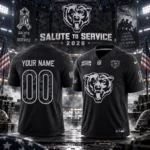 Custom Name And Number Chicago Bears Salute To Service 2026 Black Football Jersey