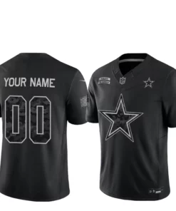 Custom Name And Number Dallas Cowboys Salute To Service 2026 Black Football Jersey