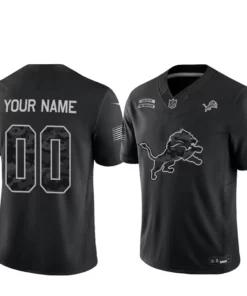 Custom Name And Number Detroit Lions Salute To Service 2026 Black Football Jersey