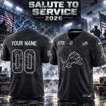 Custom Name And Number Detroit Lions Salute To Service 2026 Black Football Jersey