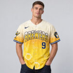 Custom Name And Number Milwaukee Brewers Pitcher And Pint Baseball Jersey