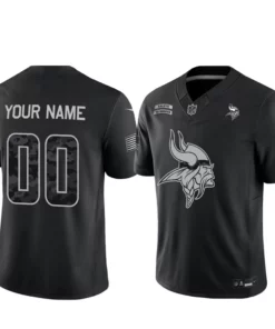 Custom Name And Number Minnesota Vikings Salute To Service 2026 Black Football Jersey