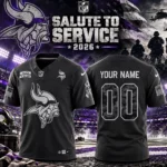 Custom Name And Number Minnesota Vikings Salute To Service 2026 Black Football Jersey