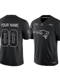 Custom Name And Number New England Patriots Salute To Service 2026 Black Football Jersey