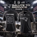 Custom Name And Number New England Patriots Salute To Service 2026 Black Football Jersey
