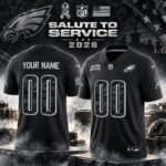 Custom Name And Number Philadelphia Eagles x Salute to Service 2026 Football Jersey for Football Fans