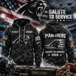 Custom Name Carolina Panthers Salute To Service 2026 Camo Graphic Hoodie for Football Fans