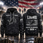 Custom Name Detroit Lions Salute To Service 2026 Camo Graphic Hoodie for Football Fans