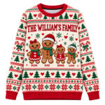 Custom Name Gingerbread Family Christmas 2026 Ugly Sweater for Family