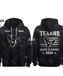 Custom Name Houston Texans Salute To Service 2026 Camo Graphic Hoodie for Football Fans