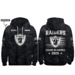 Custom Name Las Vegas Raiders Salute To Service 2026 Camo Graphic Hoodie for Football Fans
