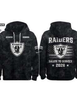 Custom Name Las Vegas Raiders Salute To Service 2026 Camo Graphic Hoodie for Football Fans