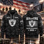 Custom Name Las Vegas Raiders Salute To Service 2026 Camo Graphic Hoodie for Football Fans