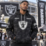 Custom Name Las Vegas Raiders Salute To Service 2026 Camo Graphic Hoodie for Football Fans