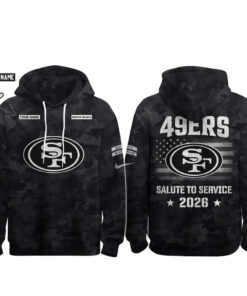 Custom Name San Francisco 49ers Salute To Service 2026 Camo Graphic Hoodie for Football Fans