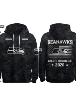 Custom Name Seattle Seahawks Salute To Service 2026 Camo Graphic Hoodie for Football Fans