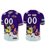 Custom Name and Number Baltimore Ravens x SpongeBob SquarePants 2026 Football Jersey