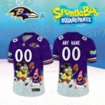 Custom Name and Number Baltimore Ravens x SpongeBob SquarePants 2026 Football Jersey