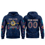 Custom Name and Number Dallas Cowboys 2026 Hispanic Heritage Month Navy Graphic Hoodie for Football Fans