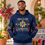 Custom Name and Number Dallas Cowboys 2026 Hispanic Heritage Month Navy Graphic Hoodie for Football Fans